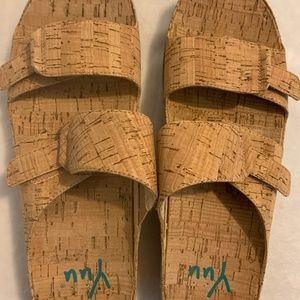 Yuu Womens America 12446-001 Brown Real Cork Slip On Slide Sandals Size 9M